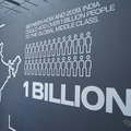 仮設通路の壁面メッセージ・その3。「これから2039年までに、インドでは10億人の中産階級が生まれる」