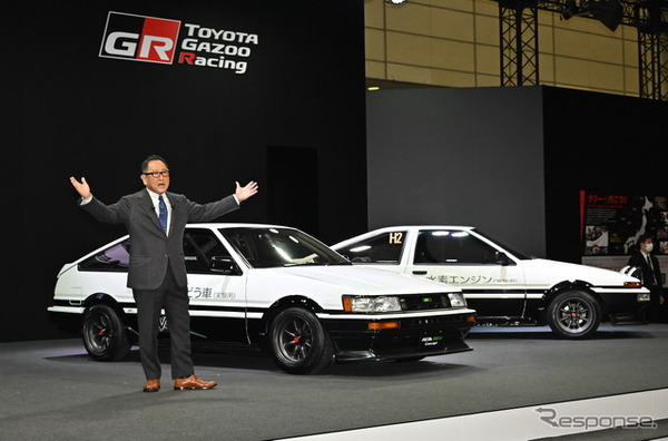 TOYOTA GAZOO Racing トヨタの社長さんのサイン入り ハチロクをEV＆水素エンジン化、豊田社長「クルマ好きのカーボン