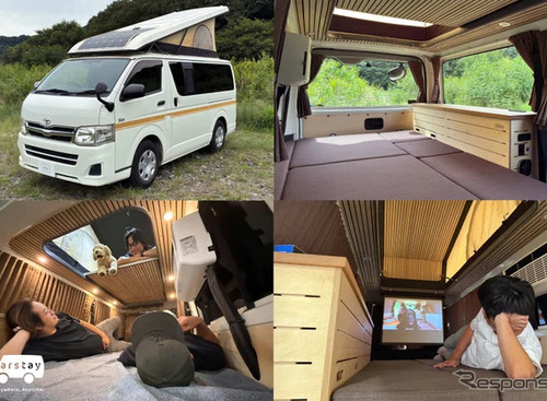 ポップアップルーフと40型スクリーン搭載、『ハイエース』ベースのキャンピングカーレンタル開始…Carstay 画像