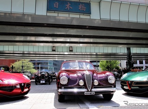 日本橋に往年の名車たちがズラリ！　アルファロメオ 6C2500SSヴィラデステ の貫禄に圧巻 画像
