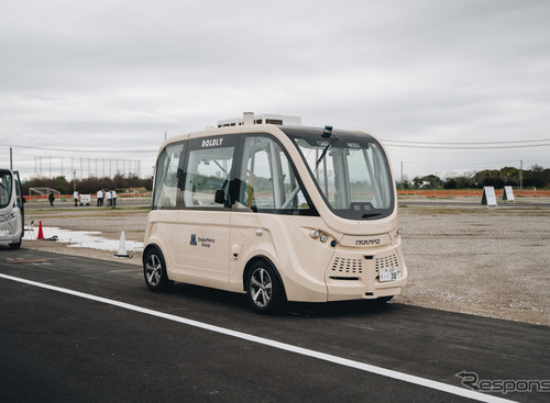 「歩車混在」の自動運転、お台場エリアの遊歩道をバスが走行　2023年1月 画像