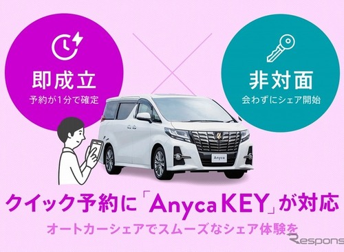 1分で予約成立、非対面で利用できる「オートカーシェア」…Anyca 画像