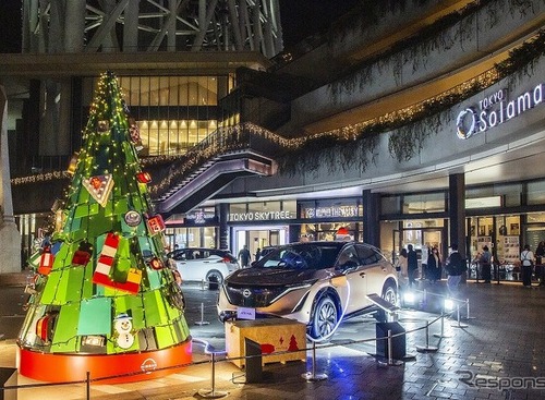 車パーツを再利用したクリスマスモニュメント登場、電力はEVから供給…東京スカイツリータウン 画像