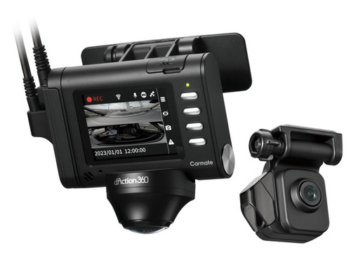 360度＋フロント＋リアの3画面記録が可能、新構造ドラレコ「ダクション 360D DC3600R」 画像