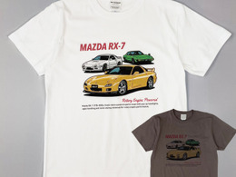 3台のカラフルな歴代RX-7をイラスト化、マツダ公認『RX-7 Tシャツ』…CAMSHOP.JP