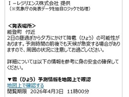 東京海上日動、降雹アラートを最大39時間前に発信…マイページアプリで8月から新サービス
