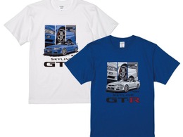日産公認「SKYLINE GT-R（R34) Tシャツ、予約販売開始…ディテールをコラージュ風に配置