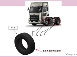 ＜リコール情報＞UDトラックスといすゞの大型にリコール…タイヤ刻印なし