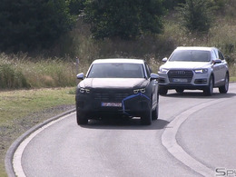 【動画】流れるウィンカー光る…VWトゥアレグ次期型、アウディQ7従え公道テスト開始！ 画像