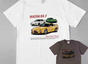 3台のカラフルな歴代RX-7をイラスト化、マツダ公認『RX-7 Tシャツ』…CAMSHOP.JP 画像