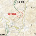 概略施工現場。地理院地図をもとに東日本高速道路(株)が加工