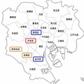 登録利用者の居住地。多い順に渋谷区・世田谷区・目黒区・新宿区・品川区