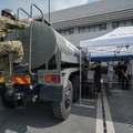 自衛隊の給水車（熊本県氷川町、7月30日）