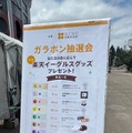 アンケート回答者を対象に実施されたガラポン抽選会。選手直筆サイン入りユニフォームなど楽天イーグルスグッズが景品として用意された