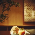「秀月堂監修 かき氷 栗みるく」と「MORIZO SPECIAL りんご」