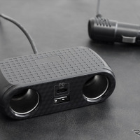 手軽にUSBポートとアクセサリーソケットを増設、オウルテックから「ケーブル型車載充電器」発売 画像