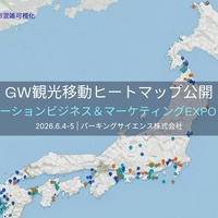 パーキングサイエンス、「GW観光移動ヒートマップ」出展へ…LBM EXPO2026 画像