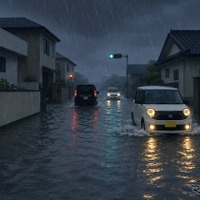 ＜注意喚起＞進入しない！　冠水路の危険---千葉でレベル5の大雨 画像