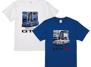 日産公認「SKYLINE GT-R（R34) Tシャツ、予約販売開始…ディテールをコラージュ風に配置 画像