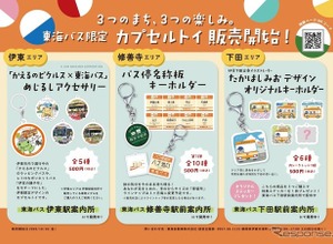 東海バス、伊東・修善寺・下田エリア限定カプセルトイを10月16日発売…各500円 画像