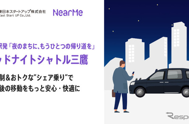 JR東日本スタートアップとニアミーが三鷹駅発の新たな移動サービス「ミッドナイトシャトル三鷹」の実証実験