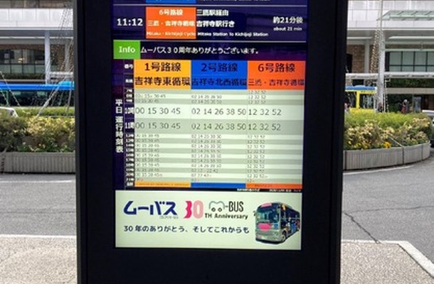 武蔵野市の吉祥寺駅北口の「スマートバス停」