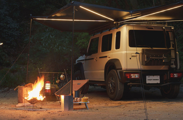 クラフトワークスの『ジムニー/シエラ/ノマド』向け「ルーフキャリア専用サイドテント」