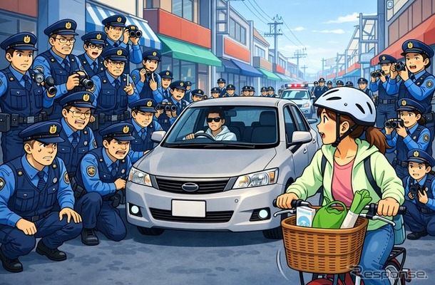 自転車の横を無理に抜けば……