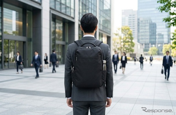 自動車のサスペンション構造を応用することで体感重量を約40%軽減する「無重力リュック」