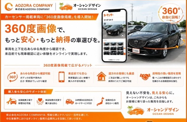 オンライン掲載車両に「360度画像掲載機能」の本格導入を開始