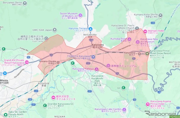 長野県：軽井沢町のサービス対象エリア