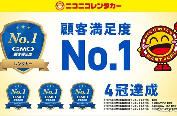 ニコニコレンタカーがGMO顧客満足度ランキング2026レンタカー総合1位