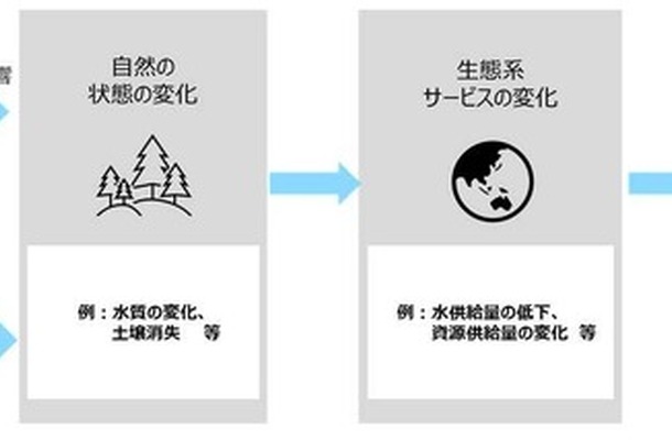 グループ事業の自然資本への依存と影響、リスクと機会の関係概念図