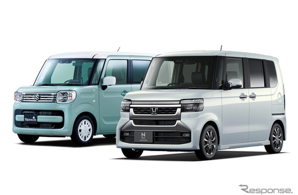 7月の販売台数で首位のホンダ『N-BOX』と2位のスズキ『スペーシア』