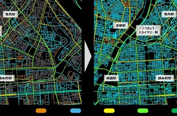 ゼンリンのネットワークデータ「Mobility based Network」内 速度規制情報の更新イメージ
