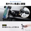 スマートフォンを上から置くだけで重力式アームが自然に閉じ、片手で簡単に固定できる車載スマホホルダー
