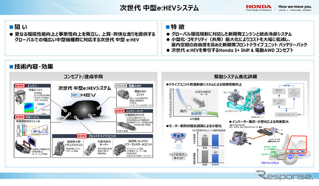 ホンダ独自の2モーターハイブリッドシステム「e:HEV」の次世代技術