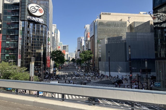 GINZA SKY WALK 2024：晴海通り、数寄屋橋交差点