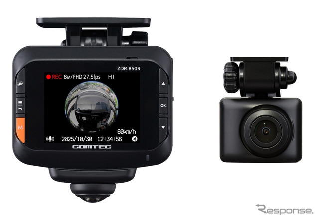STARVIS技術で夜間もクッキリ映像を記録、コムテックが360°カメラ＋リヤカメラの全方位ドラレコ「ZDR-850R」を発売