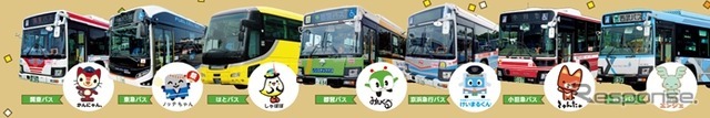 計7社局のバス展示