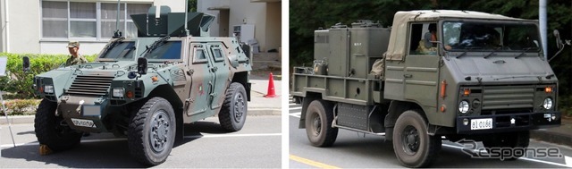 左：軽装甲機動車　右：94式除染装置