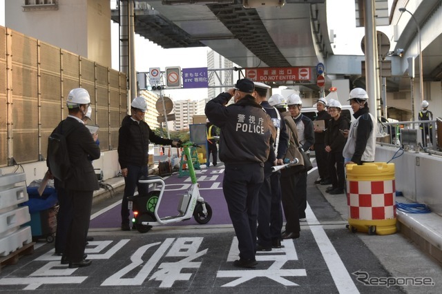 首都高6号向島線堤通入口（下り）周辺での試験