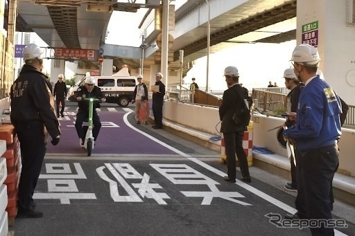 首都高6号向島線堤通入口（下り）周辺での試験