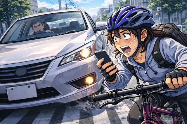 スマートフォン操作などの「ながら運転」（イメージ）