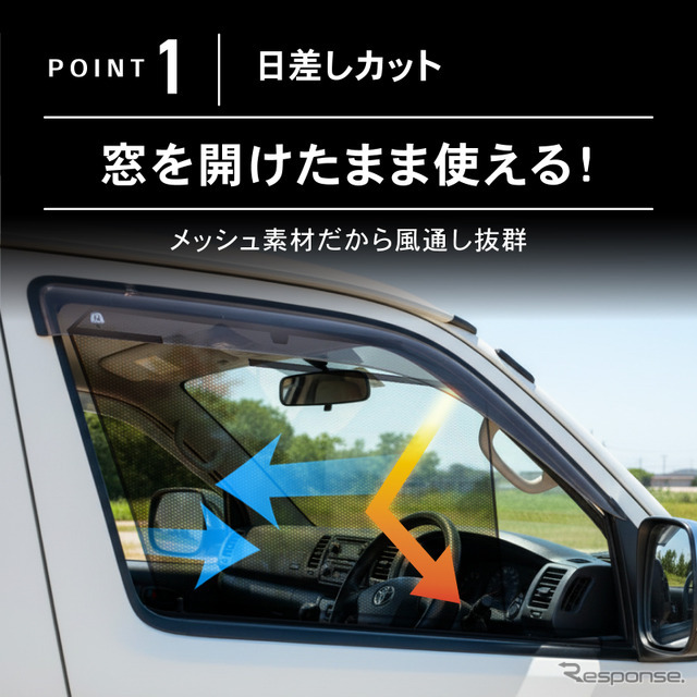 クラフトワークス『ハイエース』200系専用「ロール式メッシュサンシェード」