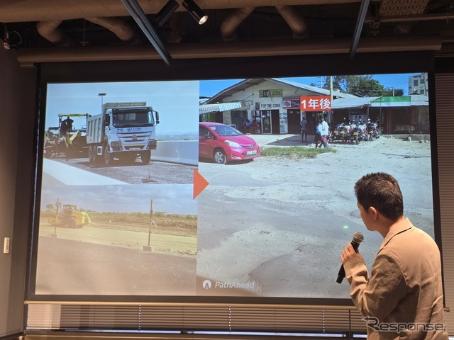 ホンダから生まれた砂漠の砂を道路の骨材にする「PathAhead」の記者発表会より