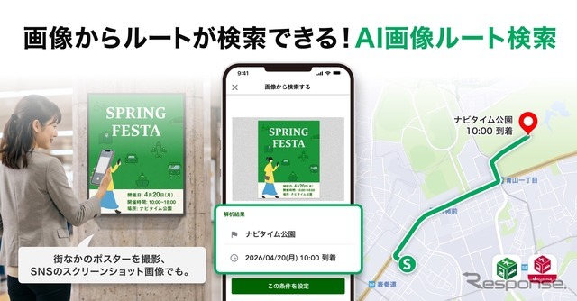 『NAVITIME』の画像からルート検索ができる新機能