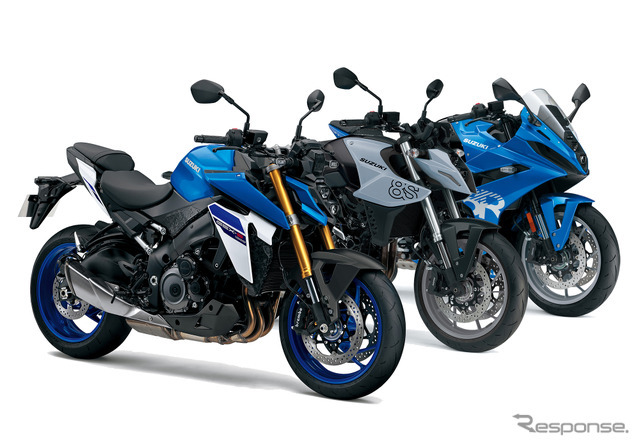 左からGSX-S1000、GSX-8S、GSX-8R。この頃からスズキ車のデザインが変わる“予兆”が感じられた