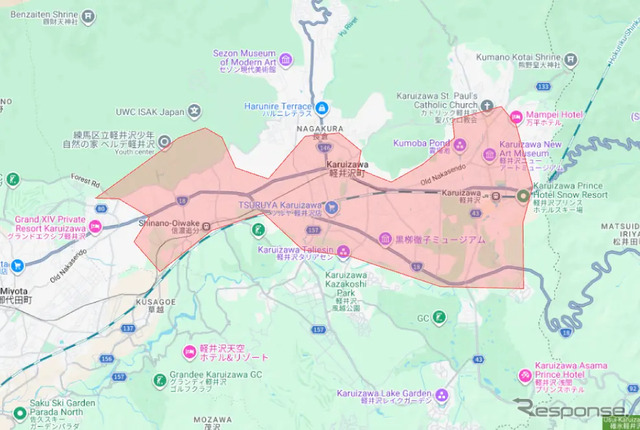 長野県：軽井沢町のサービス対象エリア