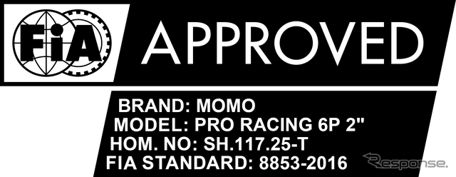 MOMO PRO RACING 6PはFIA8853-2016公認規格を取得
